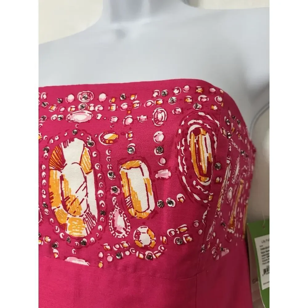 Lilly Pulitzer Fools Jewels Bowen Strapless Mini Dress Size 4 Hot Pink NEW‎ - Picture 5 of 10